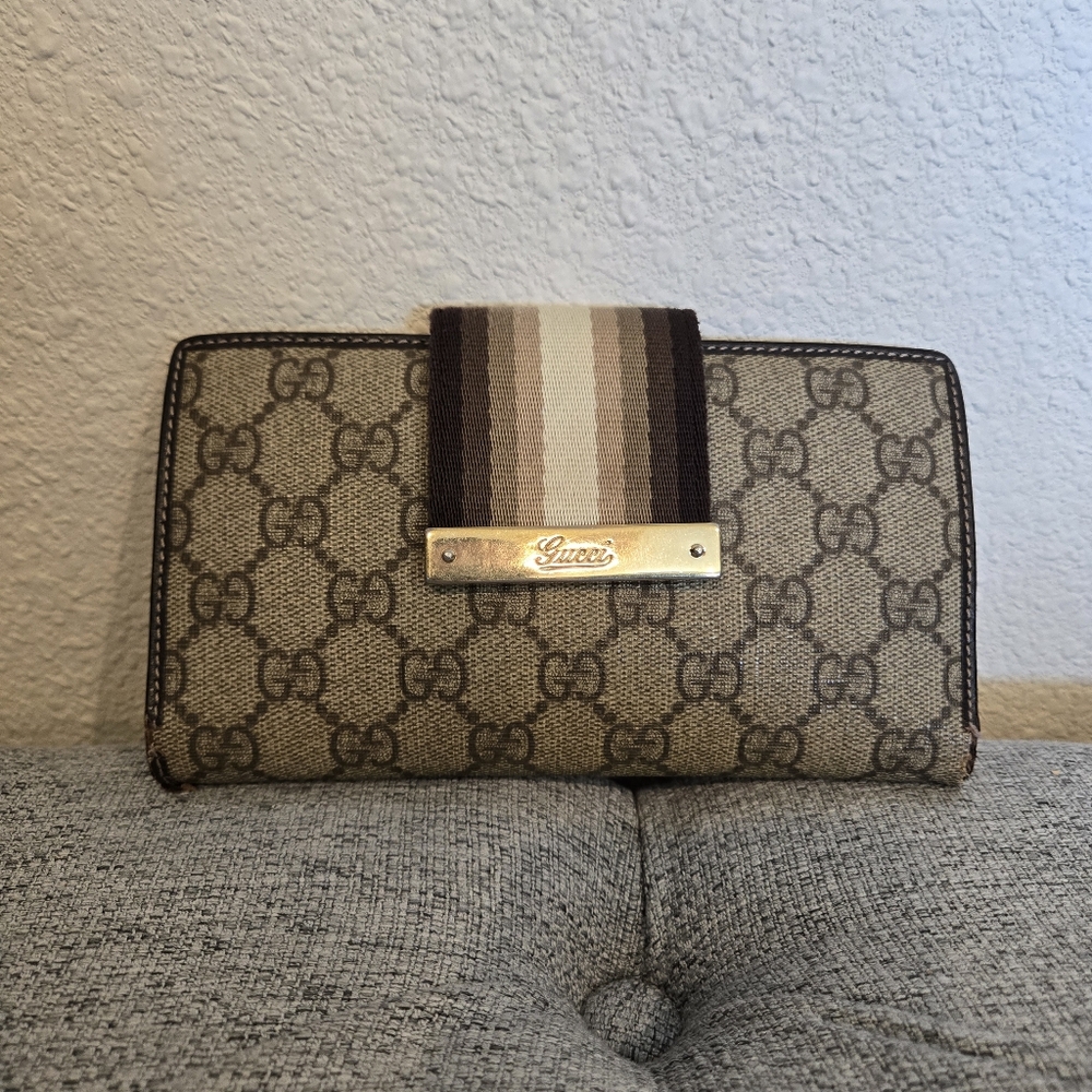 Gucci Monogram Long Stripe Wallet, Coated Canvas And Leather - Picture 3 of 16